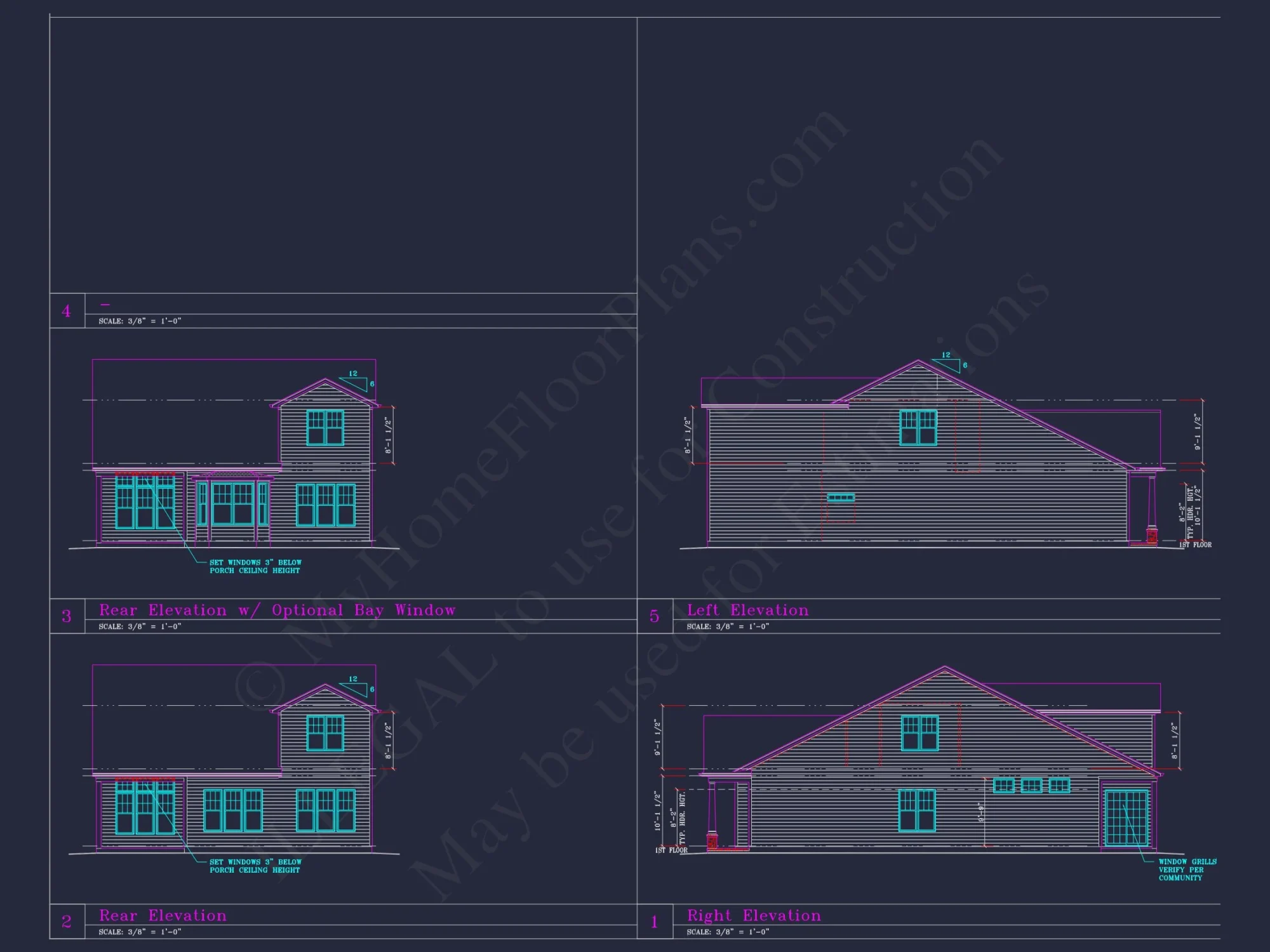 Spacious house Plan with 4 Elevations and 1.5 Story Designs
