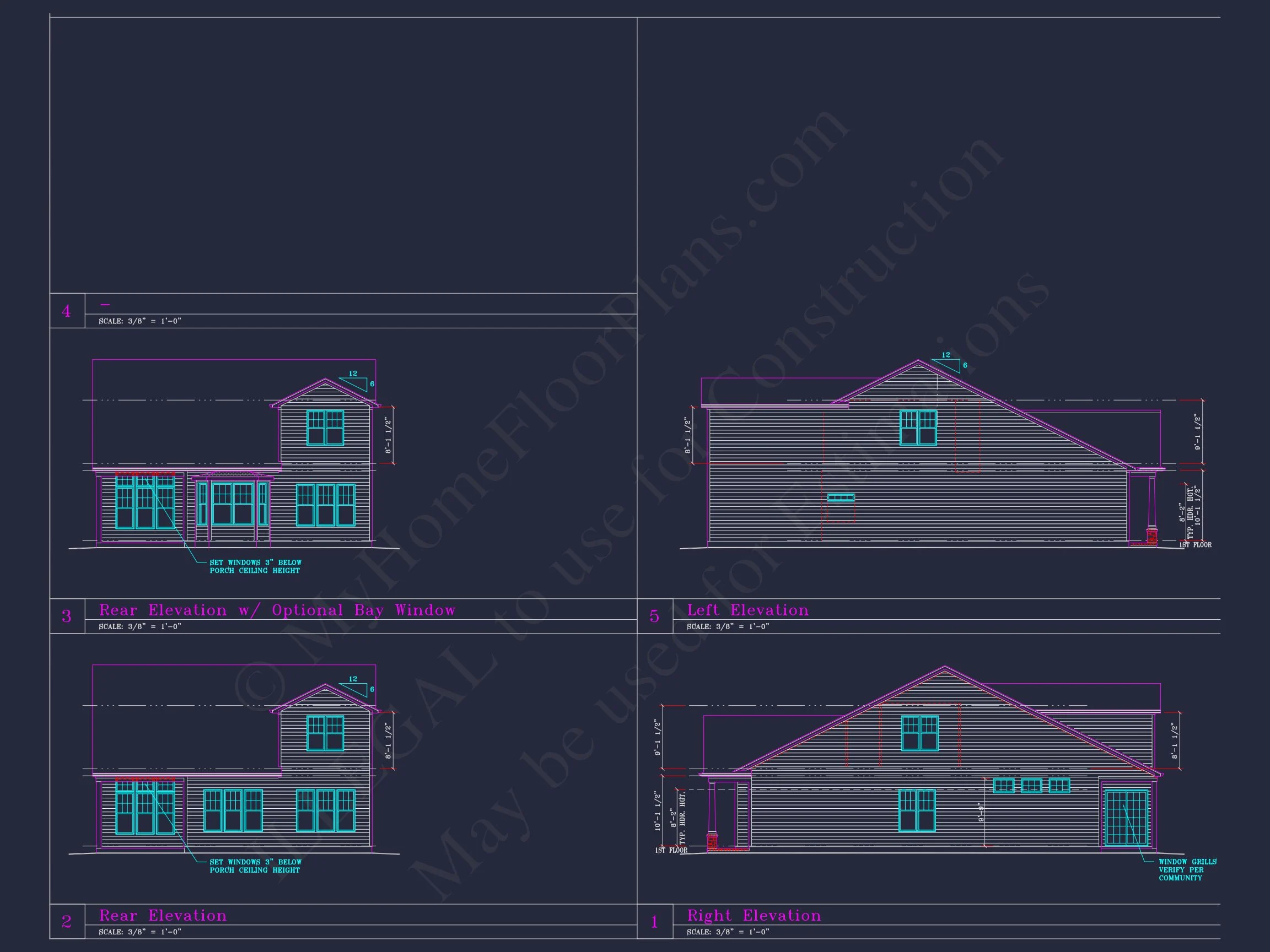 Spacious house Plan with 4 Elevations and 1.5 Story Designs