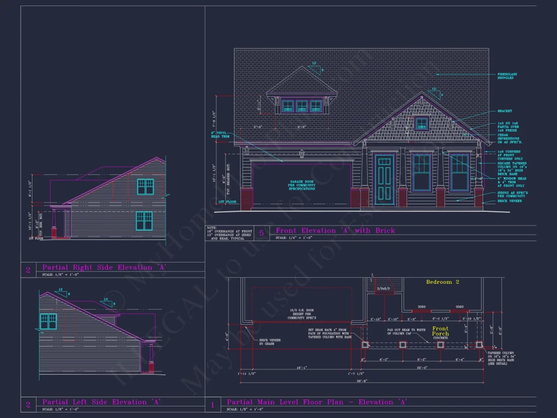 Spacious house Plan with 4 Elevations and 1.5 Story Designs