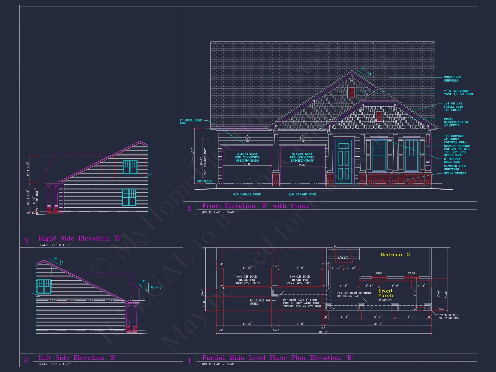 Spacious house Plan with 4 Elevations and 1.5 Story Designs