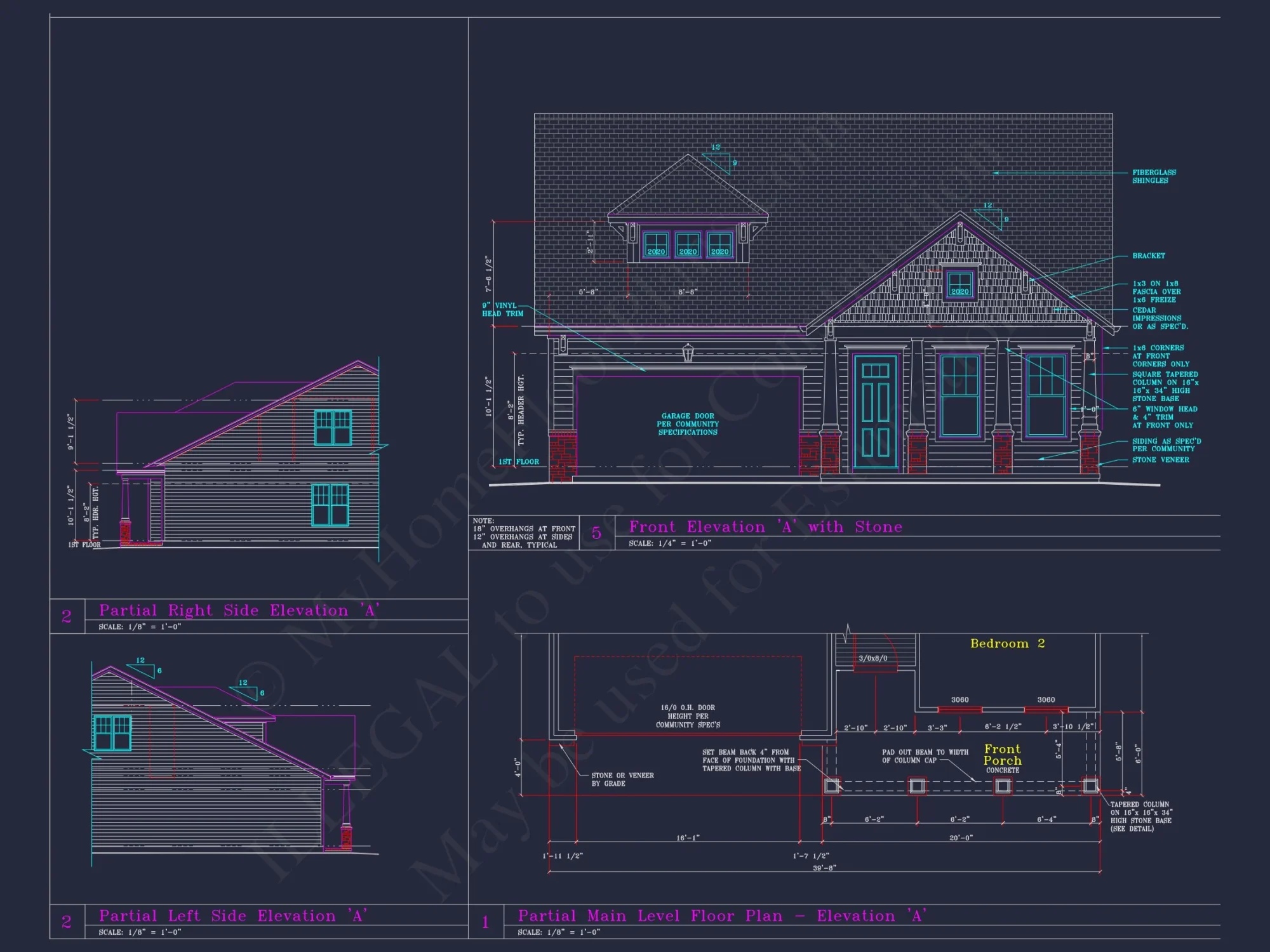 Spacious house Plan with 4 Elevations and 1.5 Story Designs