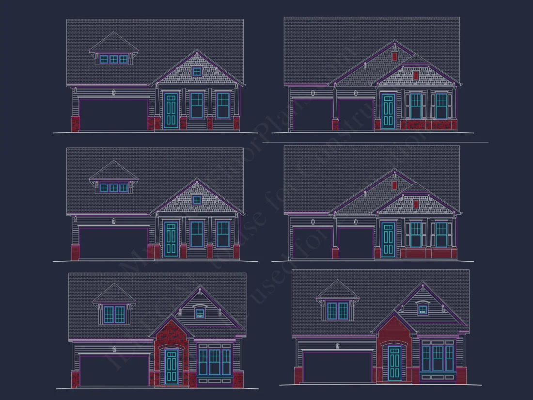 Spacious house Plan with 4 Elevations and 1.5 Story Designs