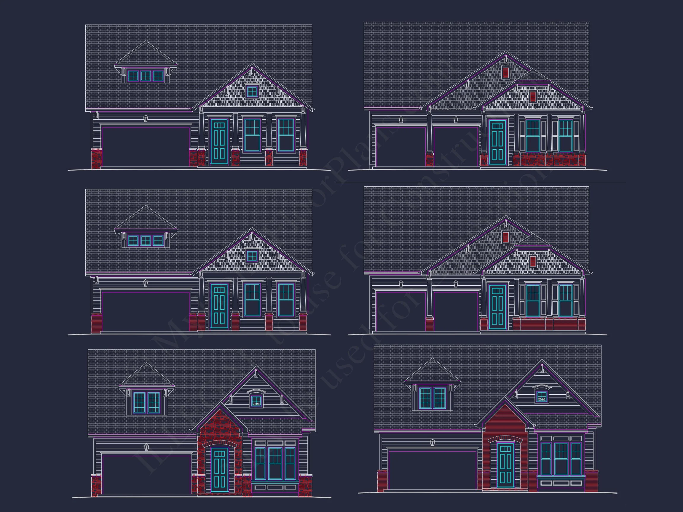 Spacious house Plan with 4 Elevations and 1.5 Story Designs