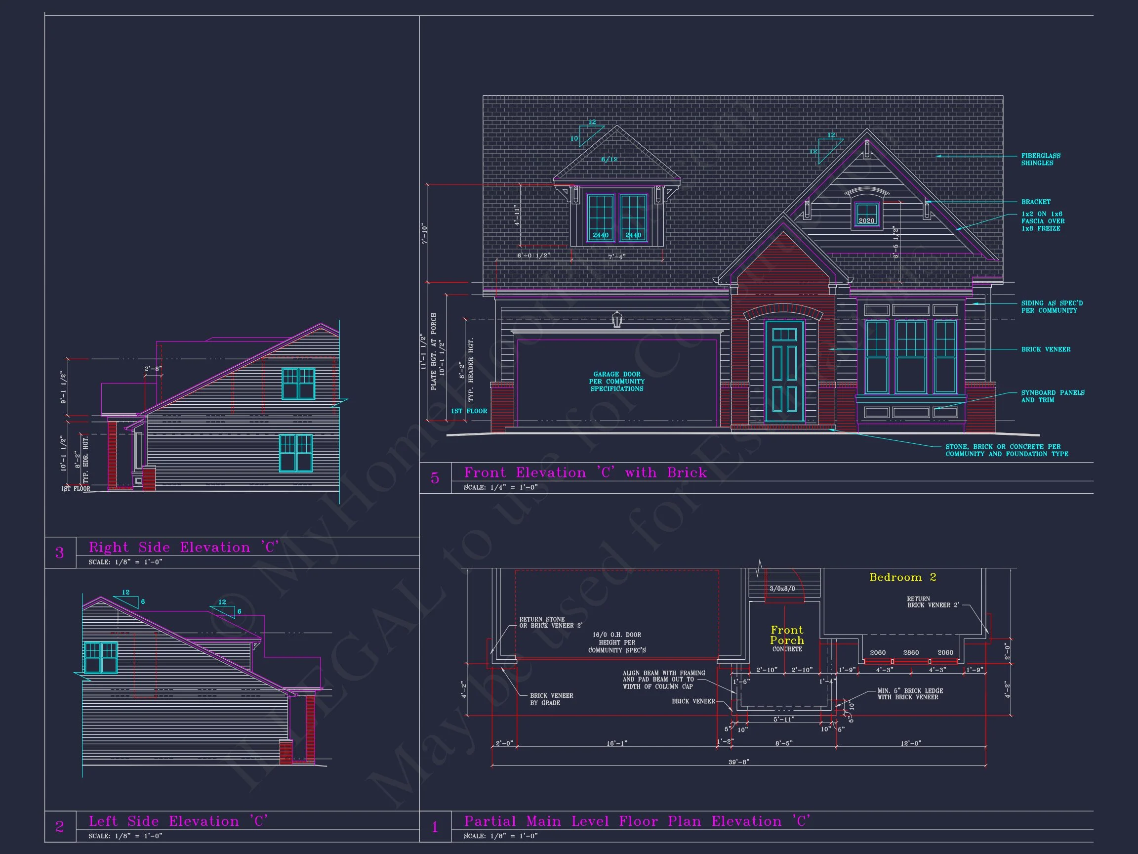 Spacious house Plan with 4 Elevations and 1.5 Story Designs