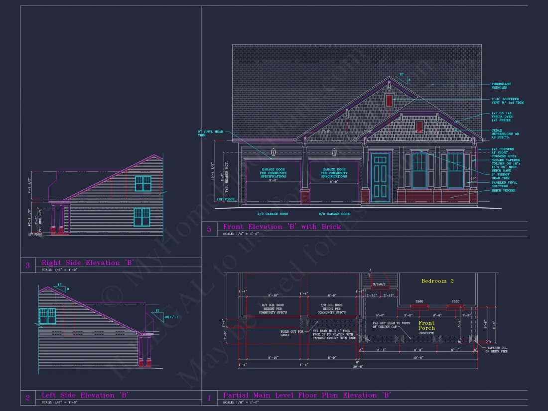 Spacious house Plan with 4 Elevations and 1.5 Story Designs