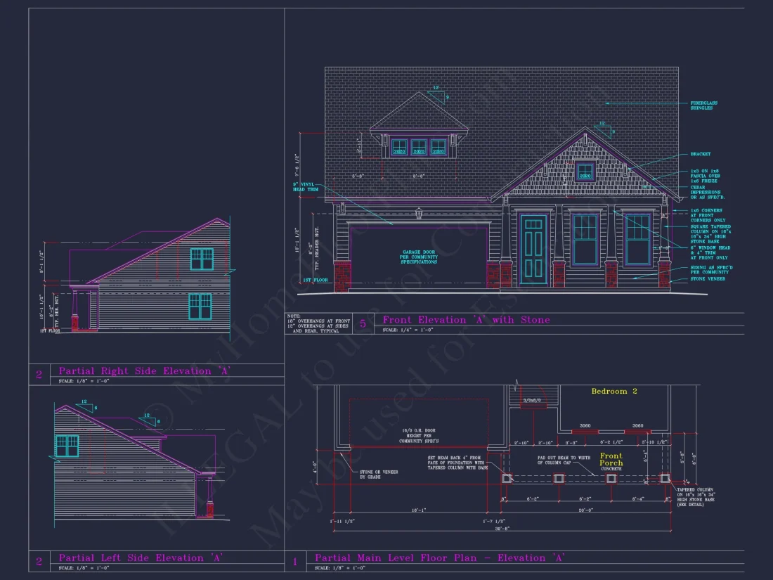 Spacious house Plan with 4 Elevations and 1.5 Story Designs