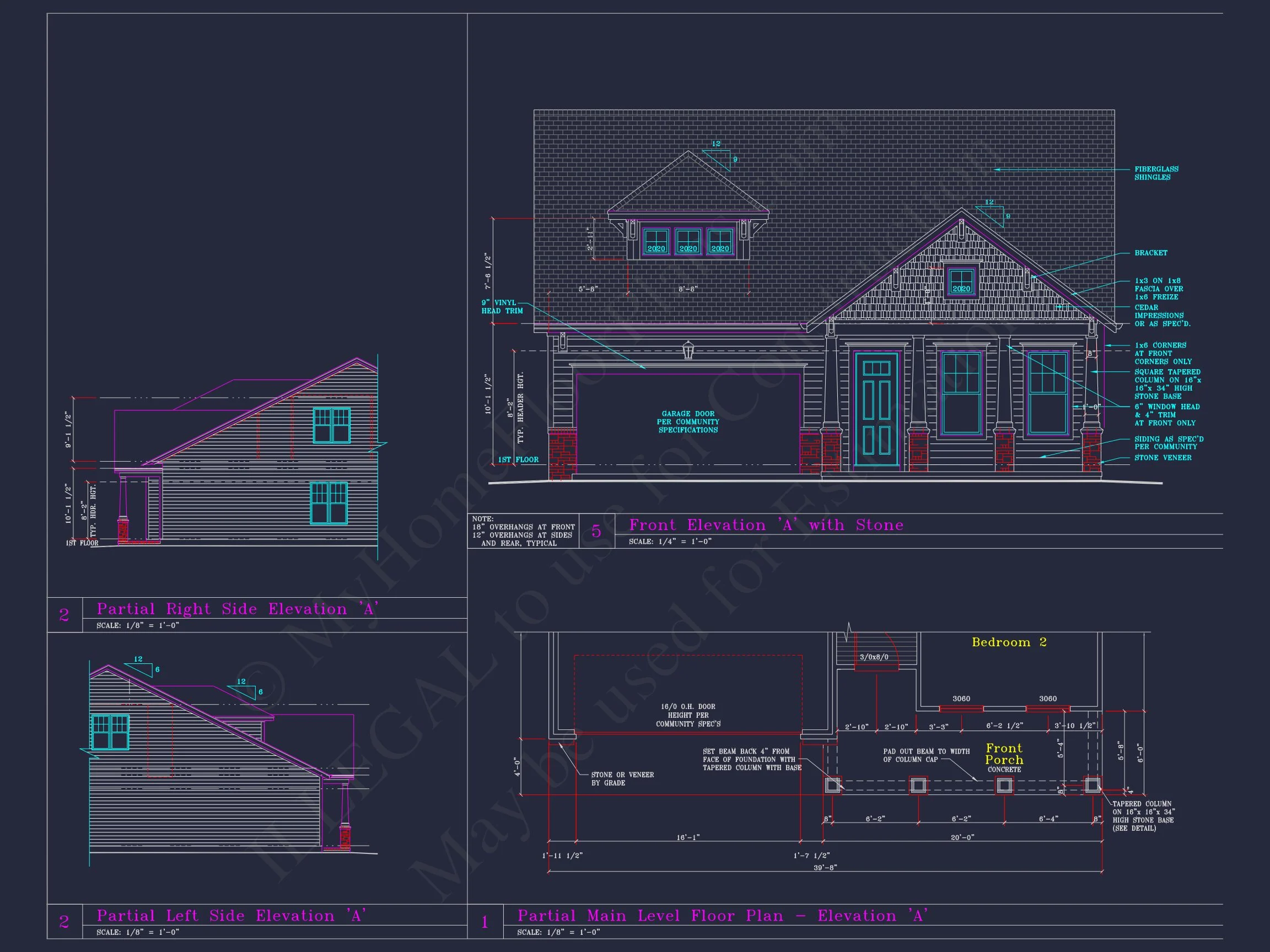Spacious house Plan with 4 Elevations and 1.5 Story Designs