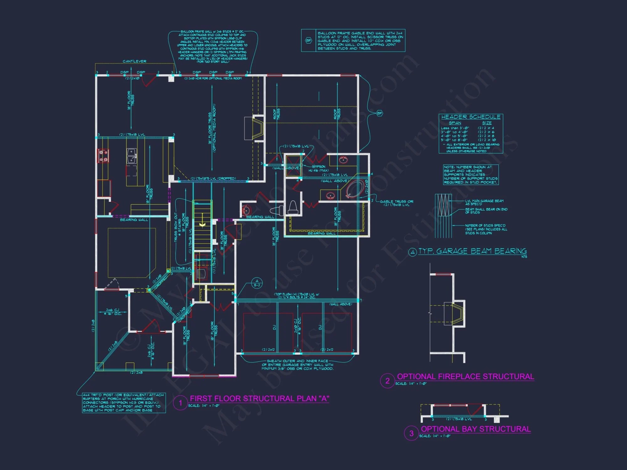 Craftsman house Plan with 2 Stories, 4 Bedrooms, and CAD Designs