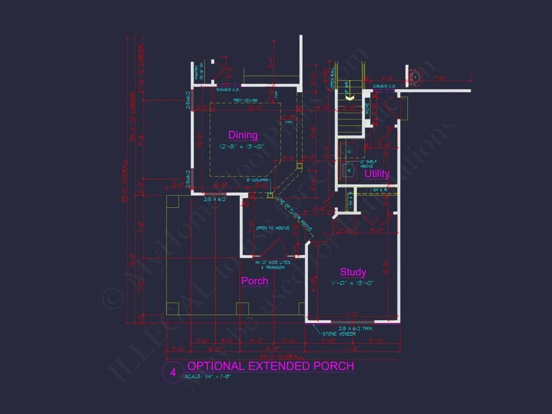 Craftsman house Plan with 2 Stories, 4 Bedrooms, and CAD Designs