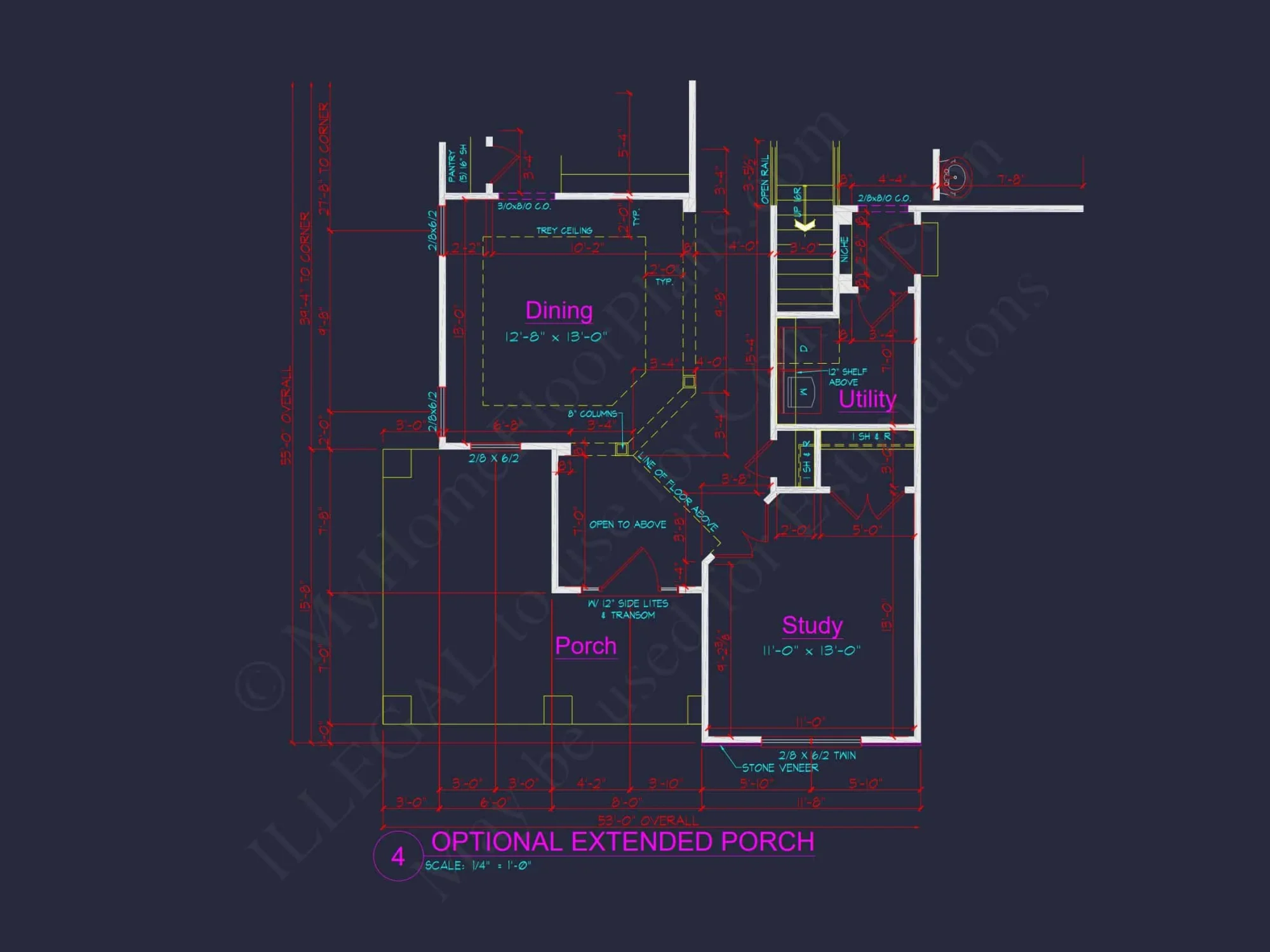 Craftsman house Plan with 2 Stories, 4 Bedrooms, and CAD Designs