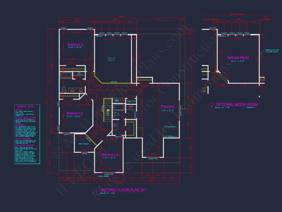 Craftsman house Plan with 2 Stories, 4 Bedrooms, and CAD Designs