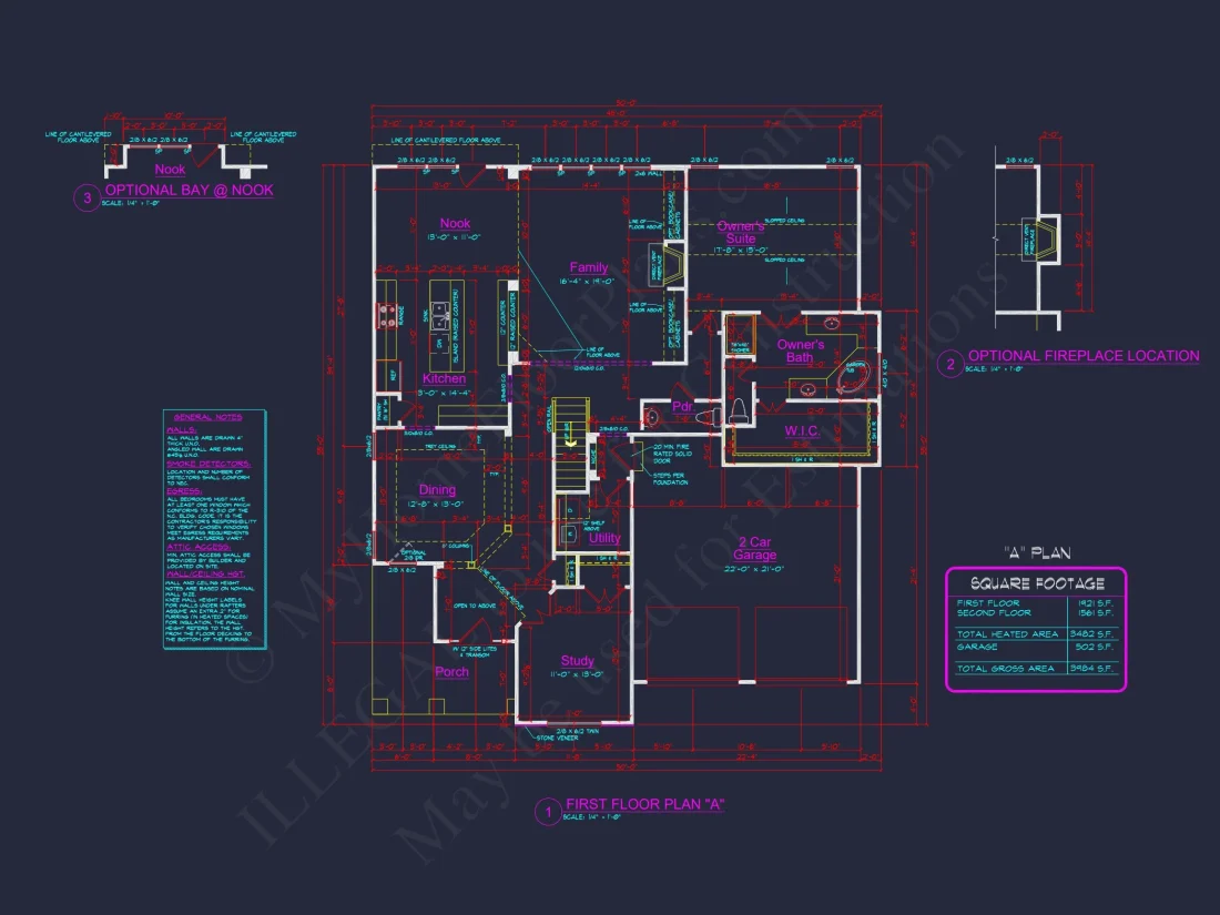 Craftsman house Plan with 2 Stories, 4 Bedrooms, and CAD Designs