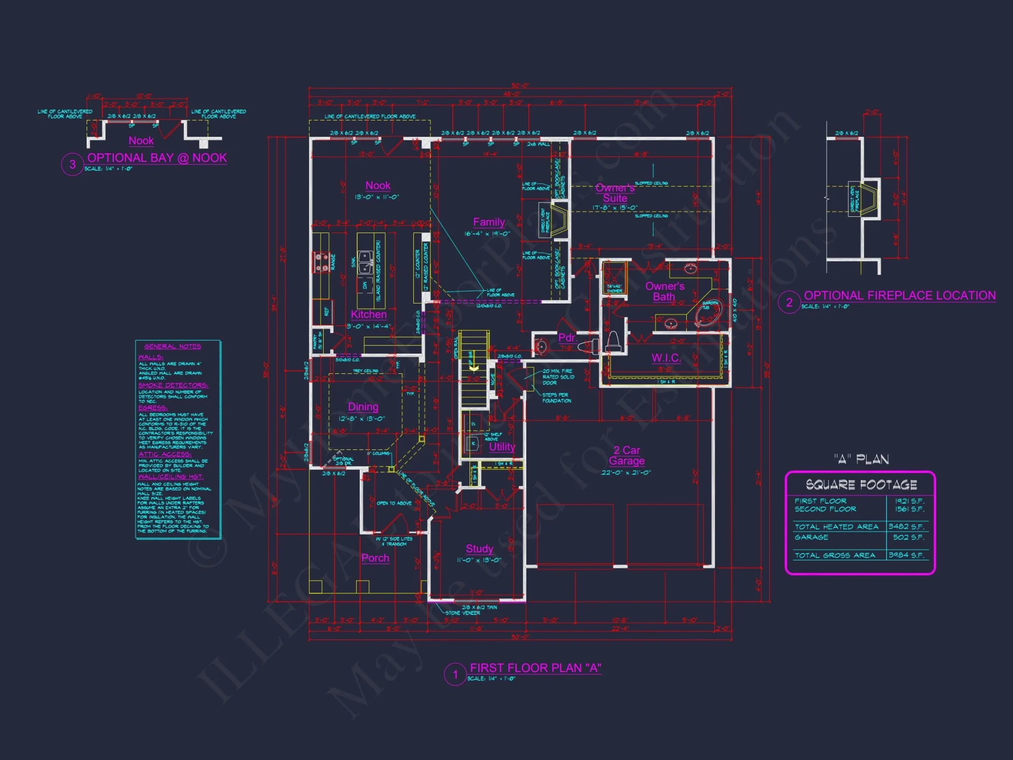 Craftsman house Plan with 2 Stories, 4 Bedrooms, and CAD Designs