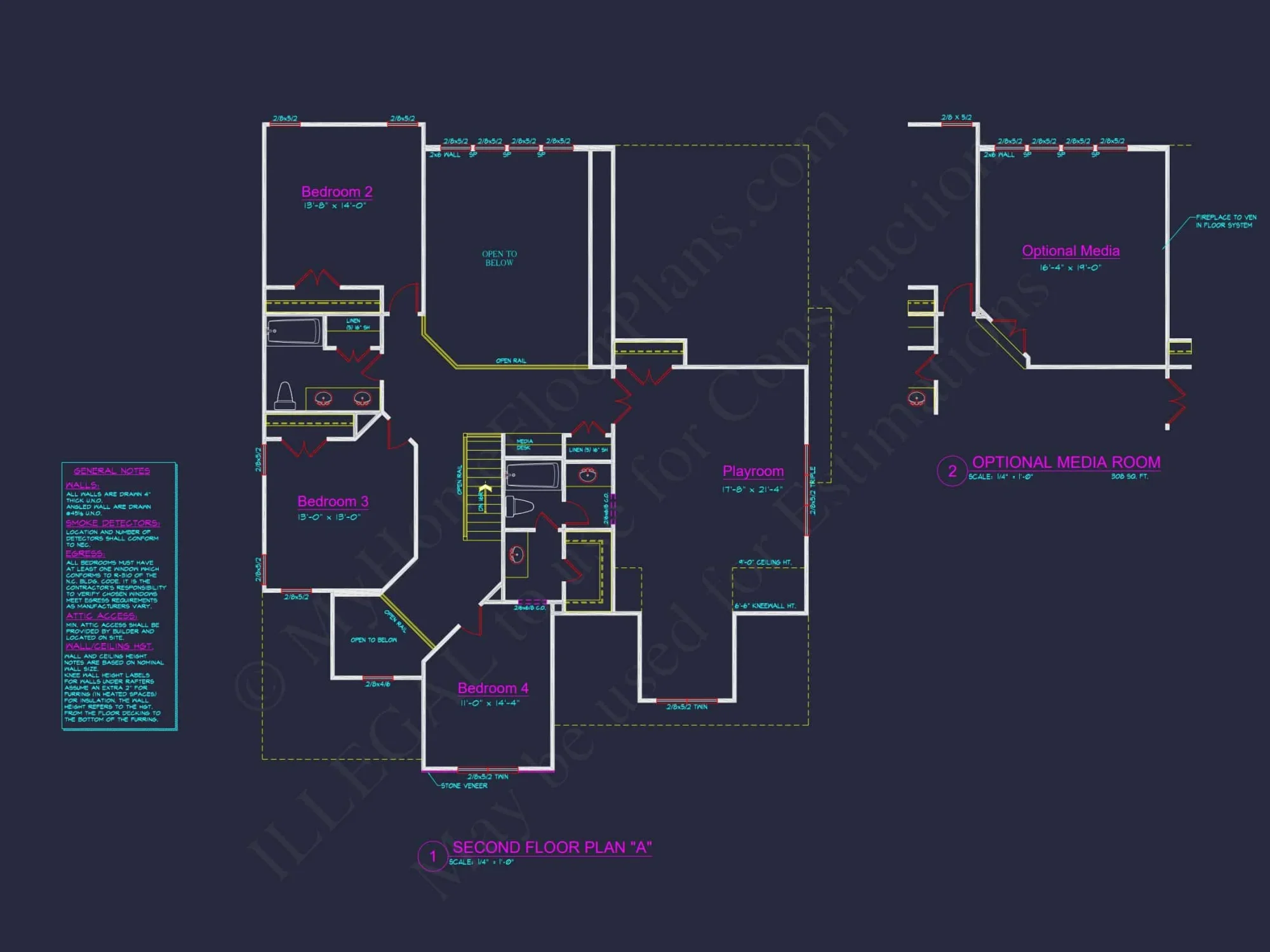 Craftsman house Plan with 2 Stories, 4 Bedrooms, and CAD Designs