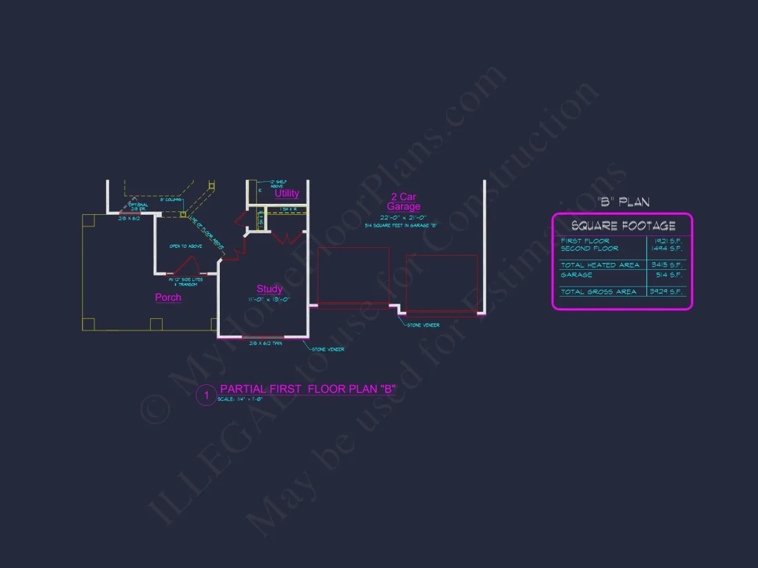 Craftsman house Plan with 2 Stories, 4 Bedrooms, and CAD Designs