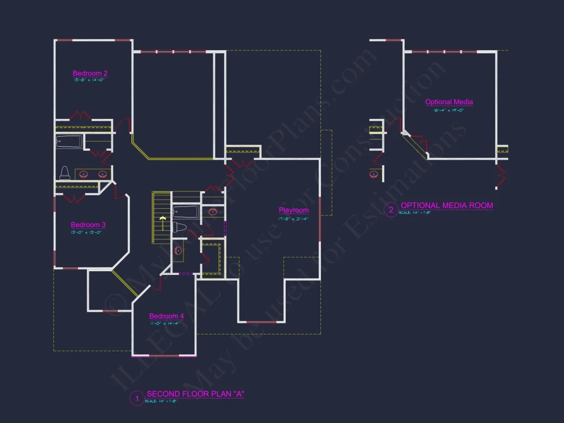 Craftsman house Plan with 2 Stories, 4 Bedrooms, and CAD Designs