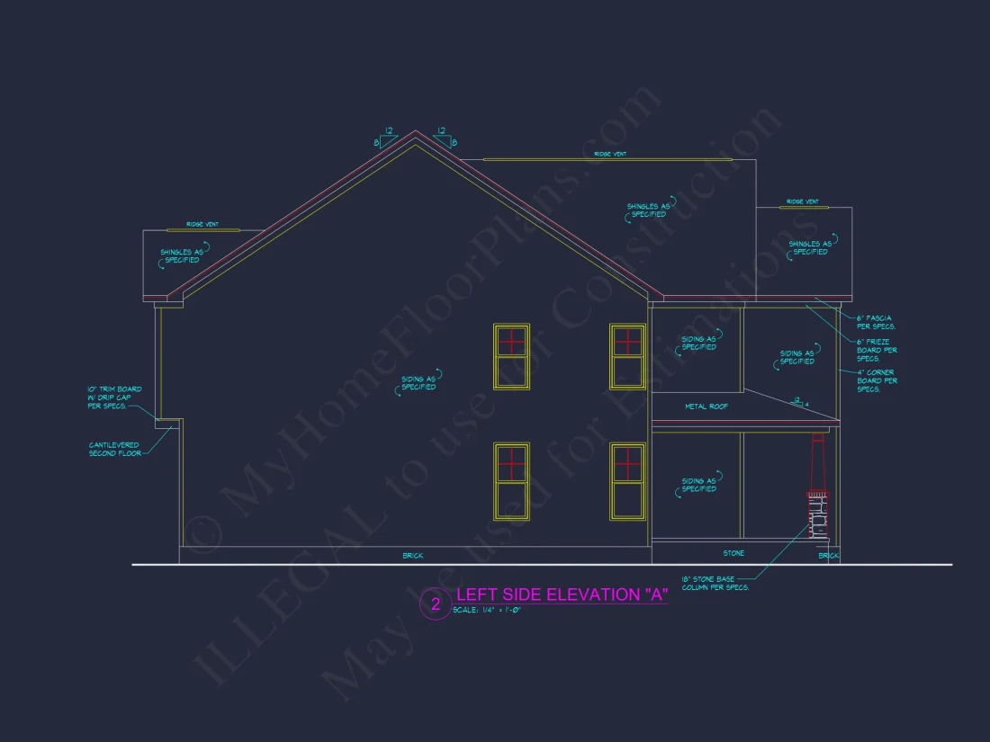 Craftsman house Plan with 2 Stories, 4 Bedrooms, and CAD Designs