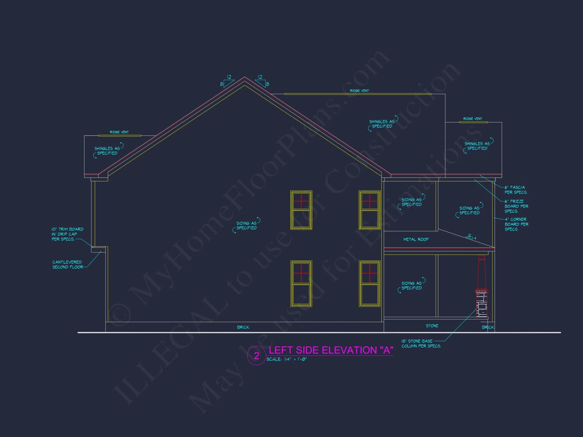 Craftsman house Plan with 2 Stories, 4 Bedrooms, and CAD Designs