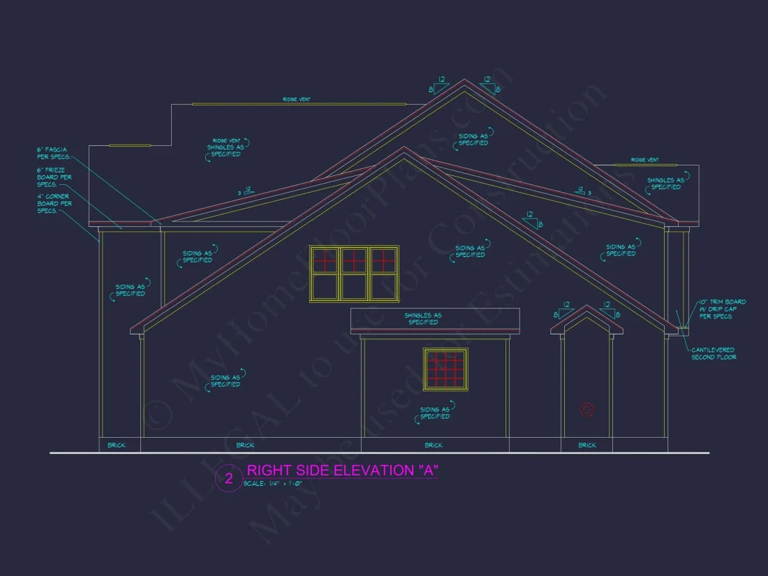 Craftsman house Plan with 2 Stories, 4 Bedrooms, and CAD Designs