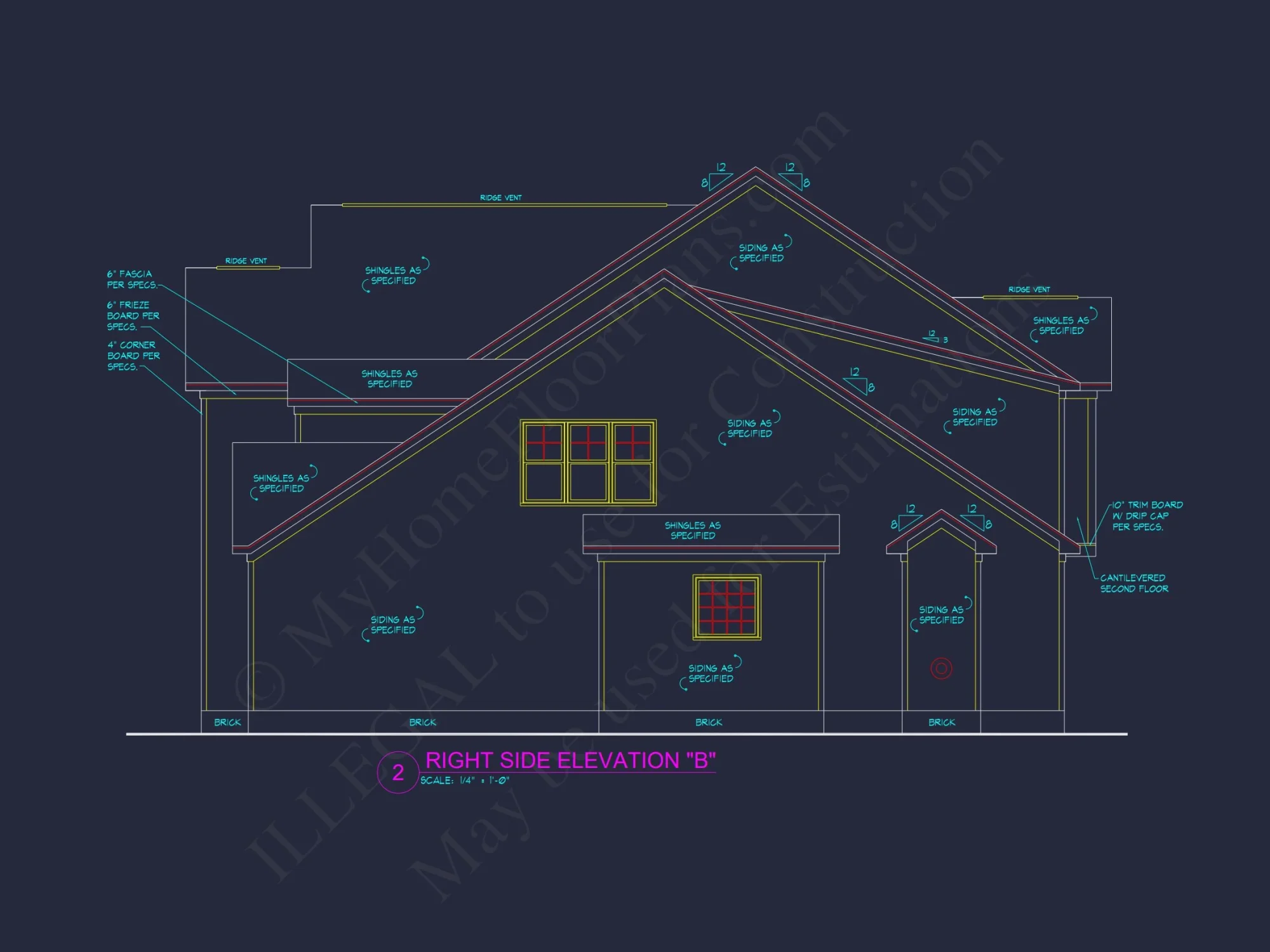Craftsman house Plan with 2 Stories, 4 Bedrooms, and CAD Designs