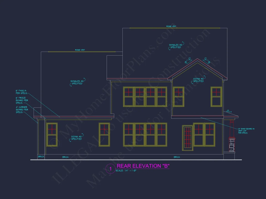 Craftsman house Plan with 2 Stories, 4 Bedrooms, and CAD Designs