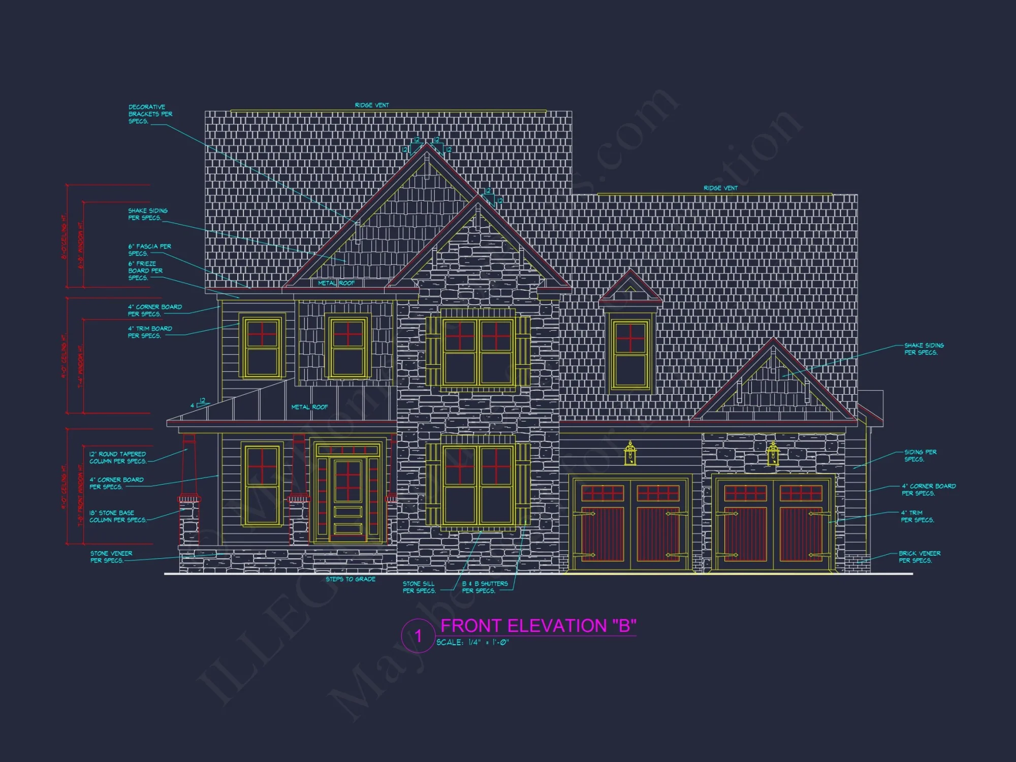 Craftsman house Plan with 2 Stories, 4 Bedrooms, and CAD Designs