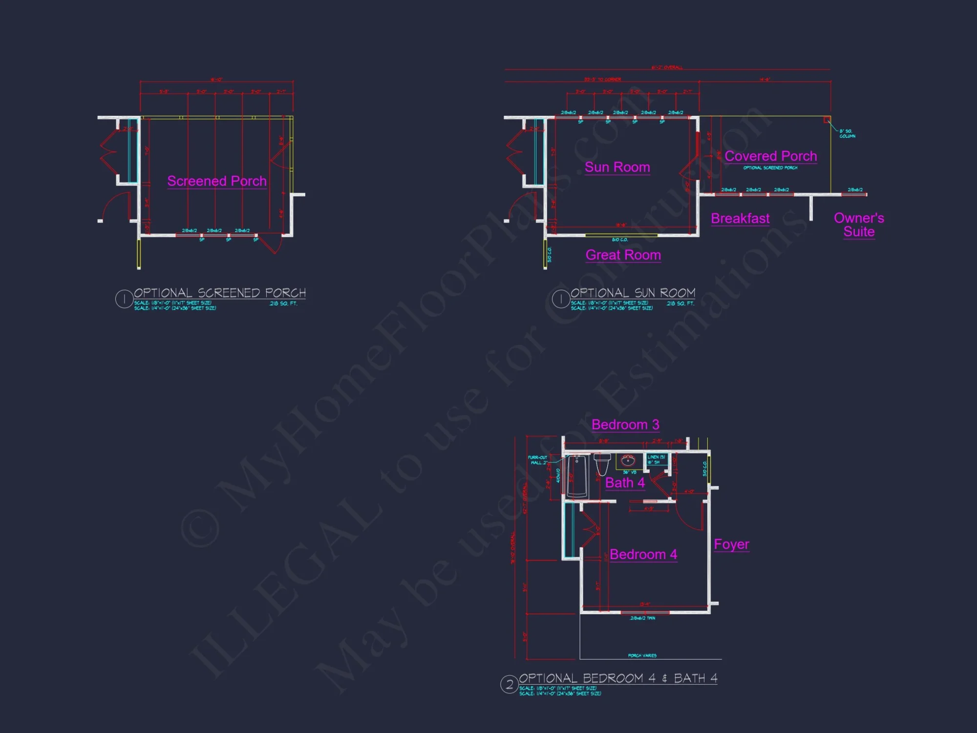 Craftsman house Floor Plan with 4 Bedrooms and 2-Car Garage