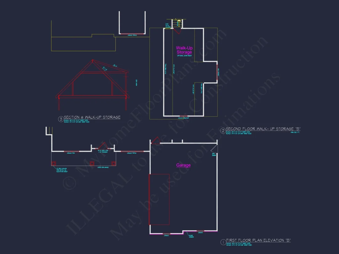 Craftsman house Floor Plan with 4 Bedrooms and 2-Car Garage