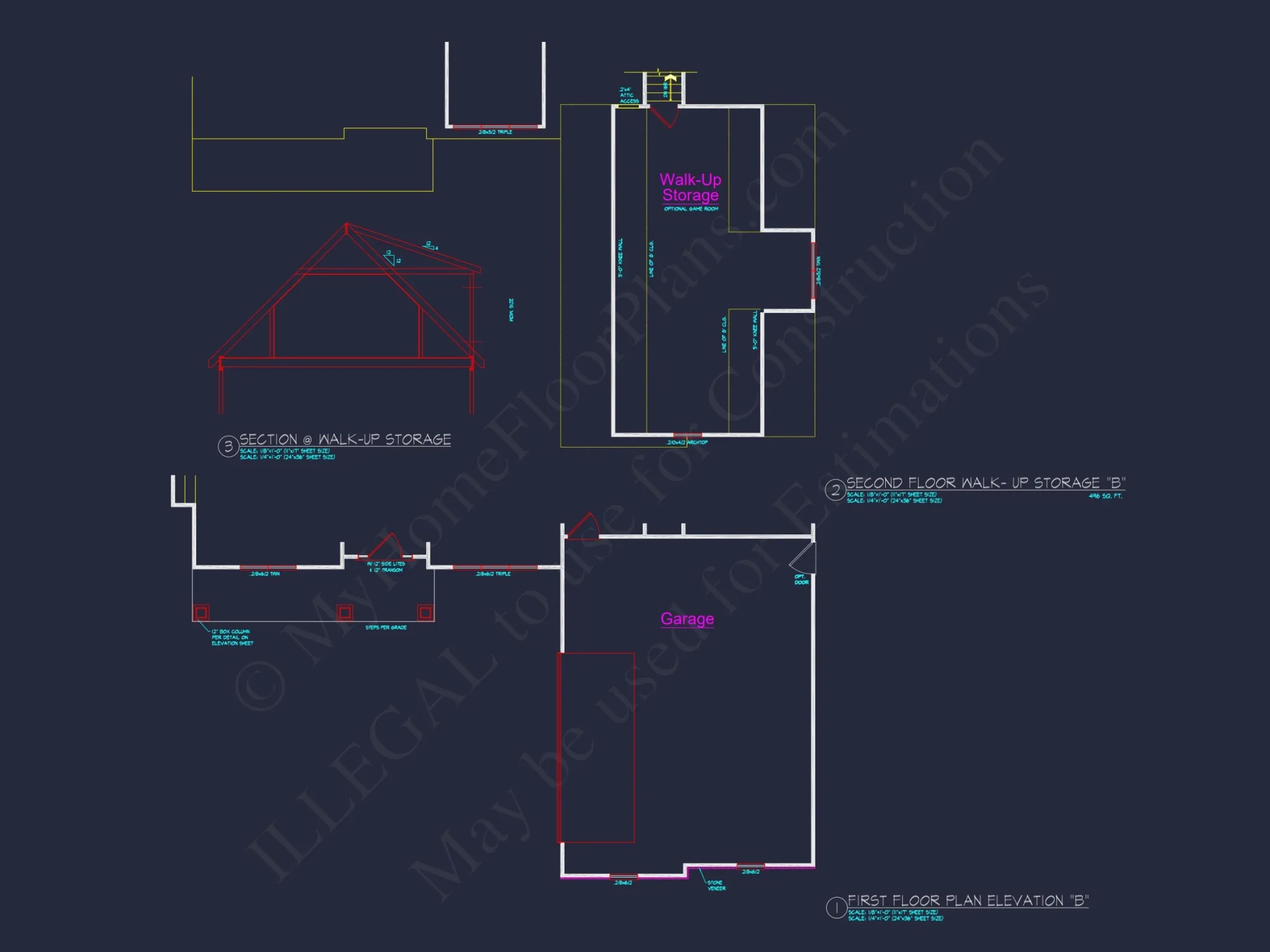 Craftsman house Floor Plan with 4 Bedrooms and 2-Car Garage
