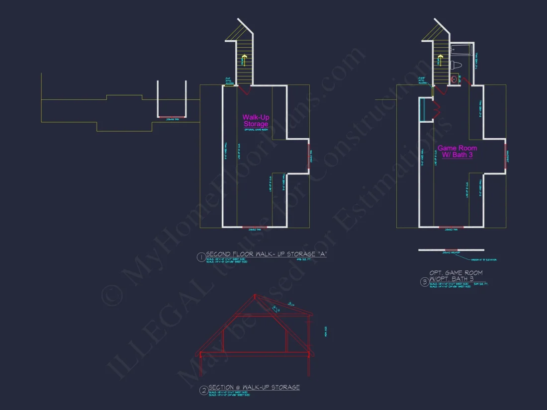 Craftsman house Floor Plan with 4 Bedrooms and 2-Car Garage