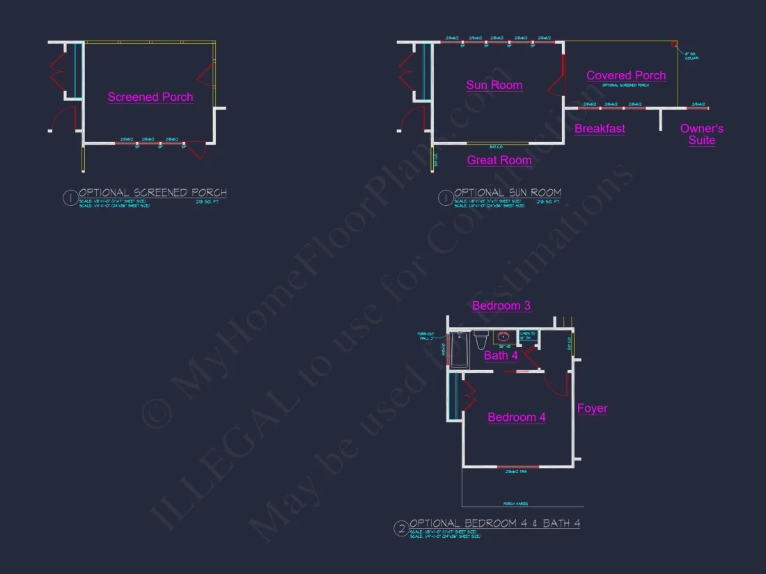 Craftsman house Floor Plan with 4 Bedrooms and 2-Car Garage