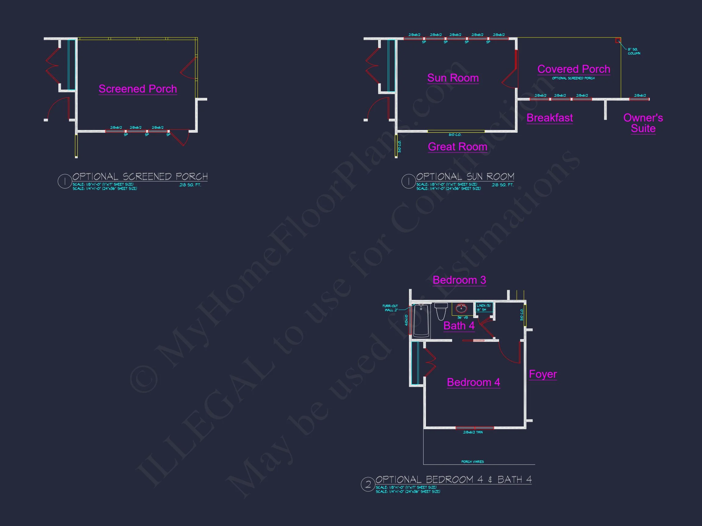 Craftsman house Floor Plan with 4 Bedrooms and 2-Car Garage