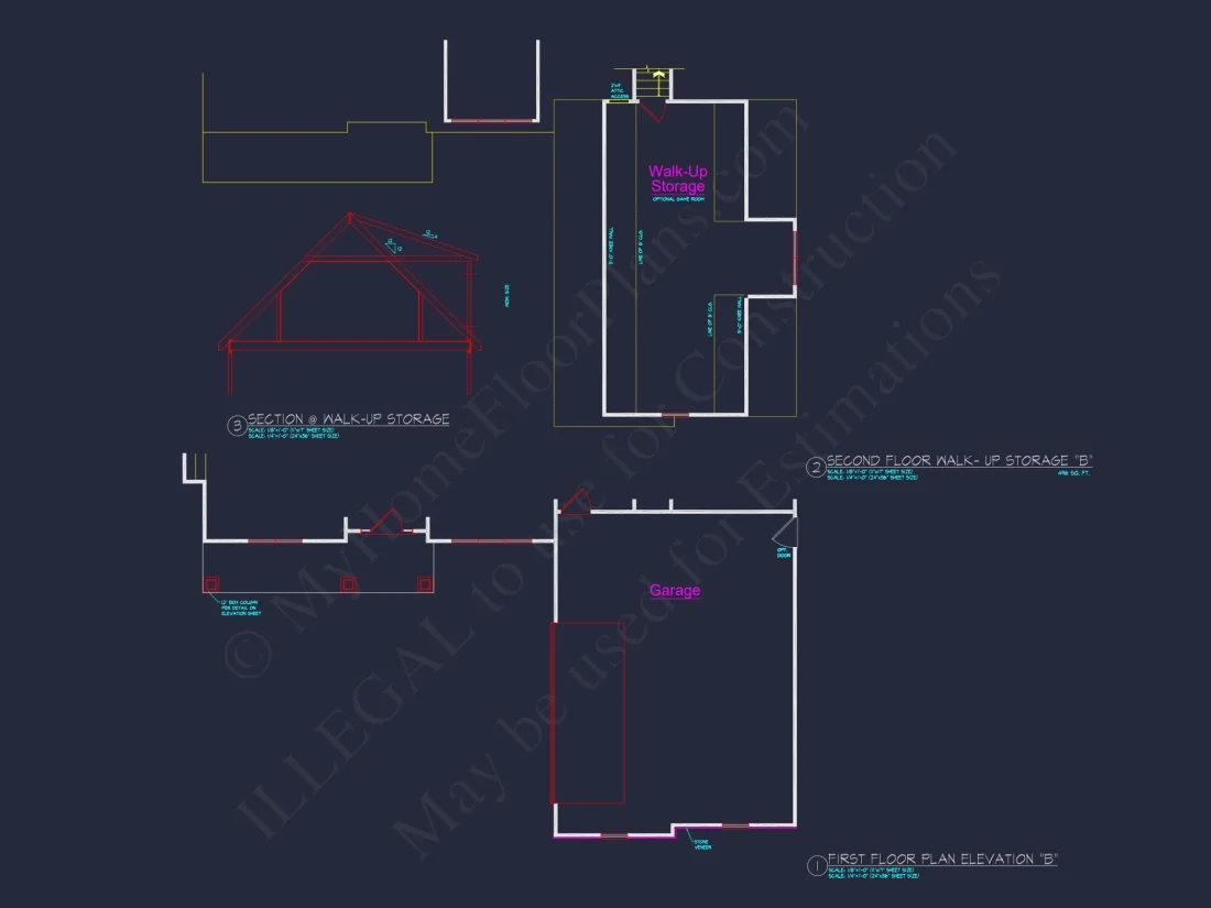 Craftsman house Floor Plan with 4 Bedrooms and 2-Car Garage