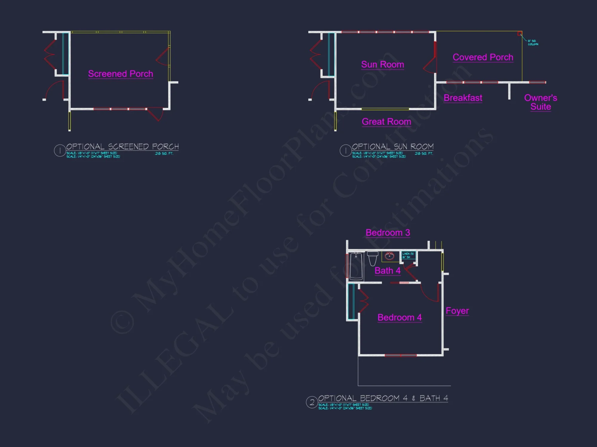 Craftsman house Floor Plan with 4 Bedrooms and 2-Car Garage