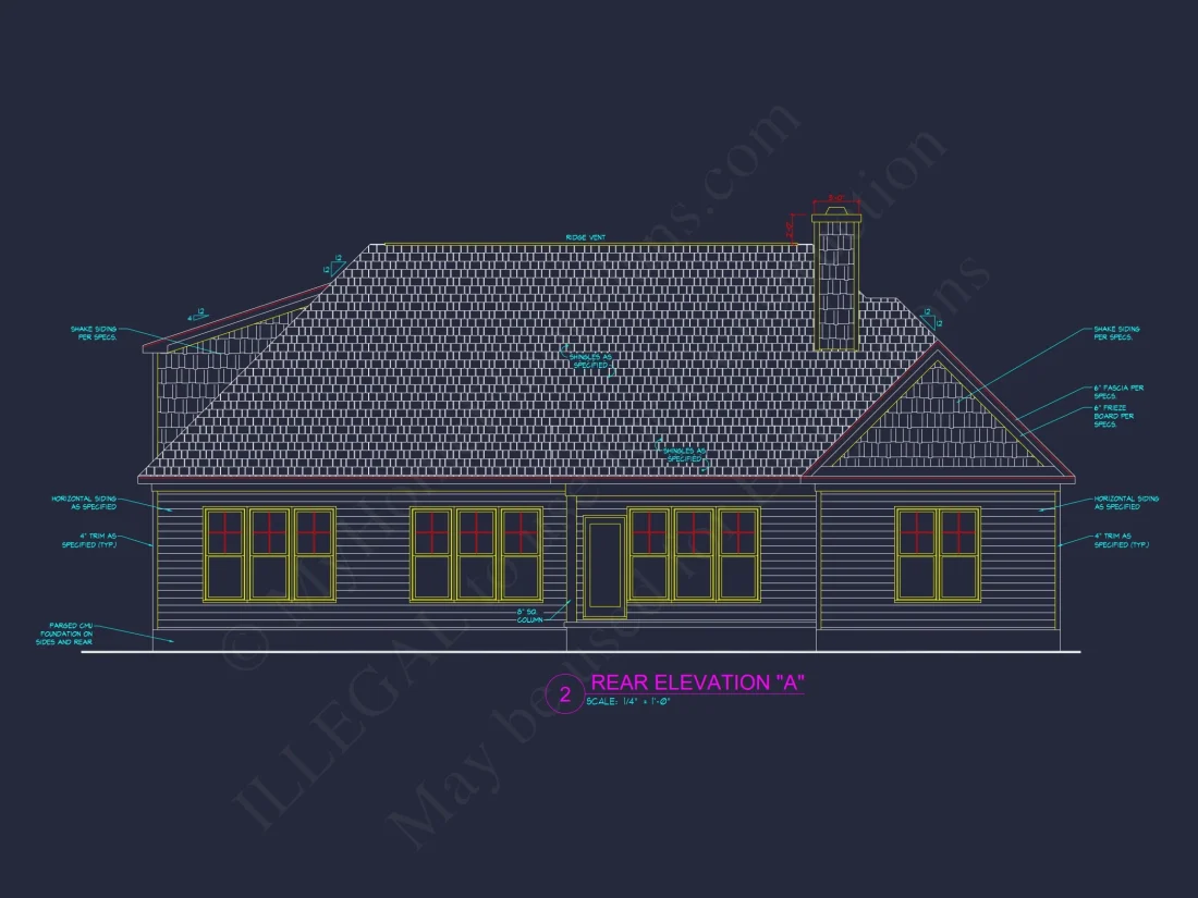 Craftsman house Floor Plan with 4 Bedrooms and 2-Car Garage