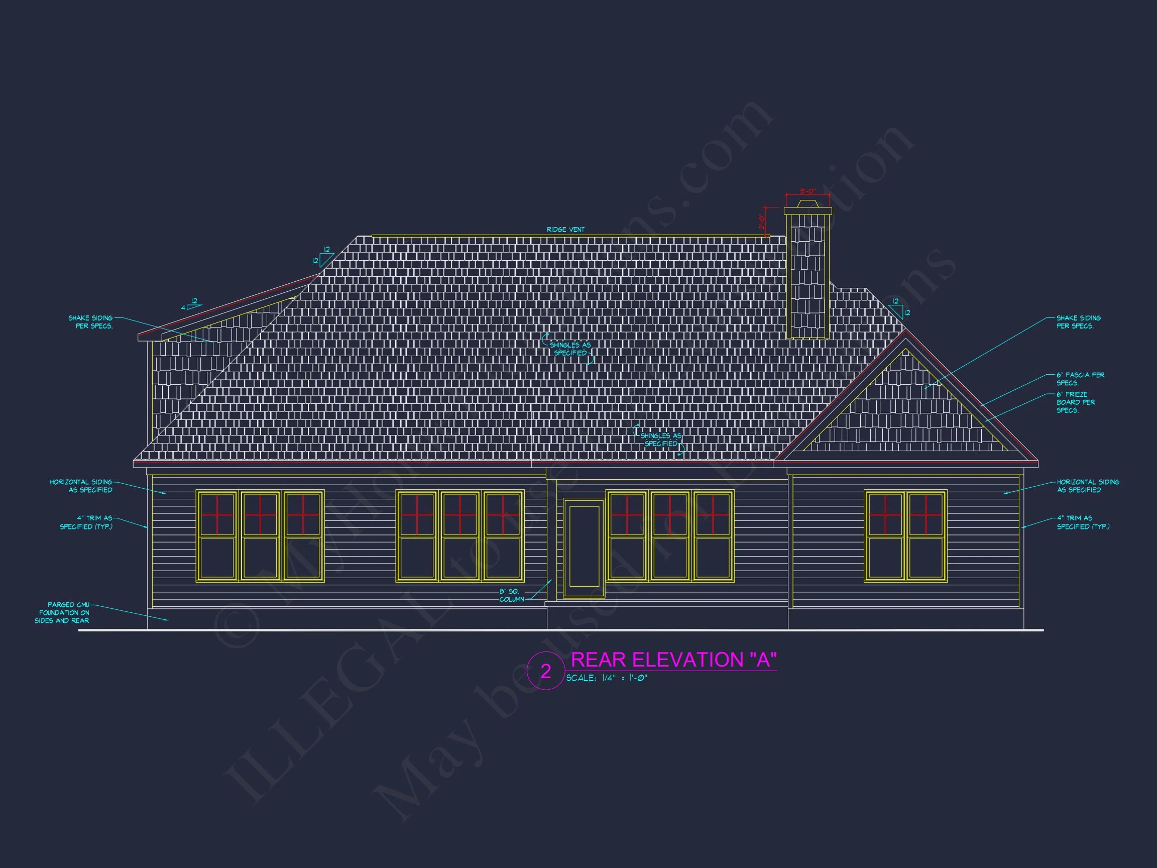 Craftsman house Floor Plan with 4 Bedrooms and 2-Car Garage