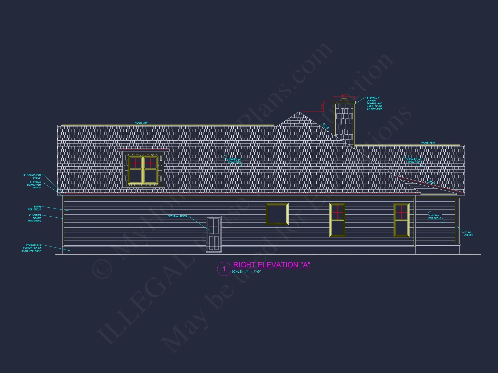 Craftsman house Floor Plan with 4 Bedrooms and 2-Car Garage