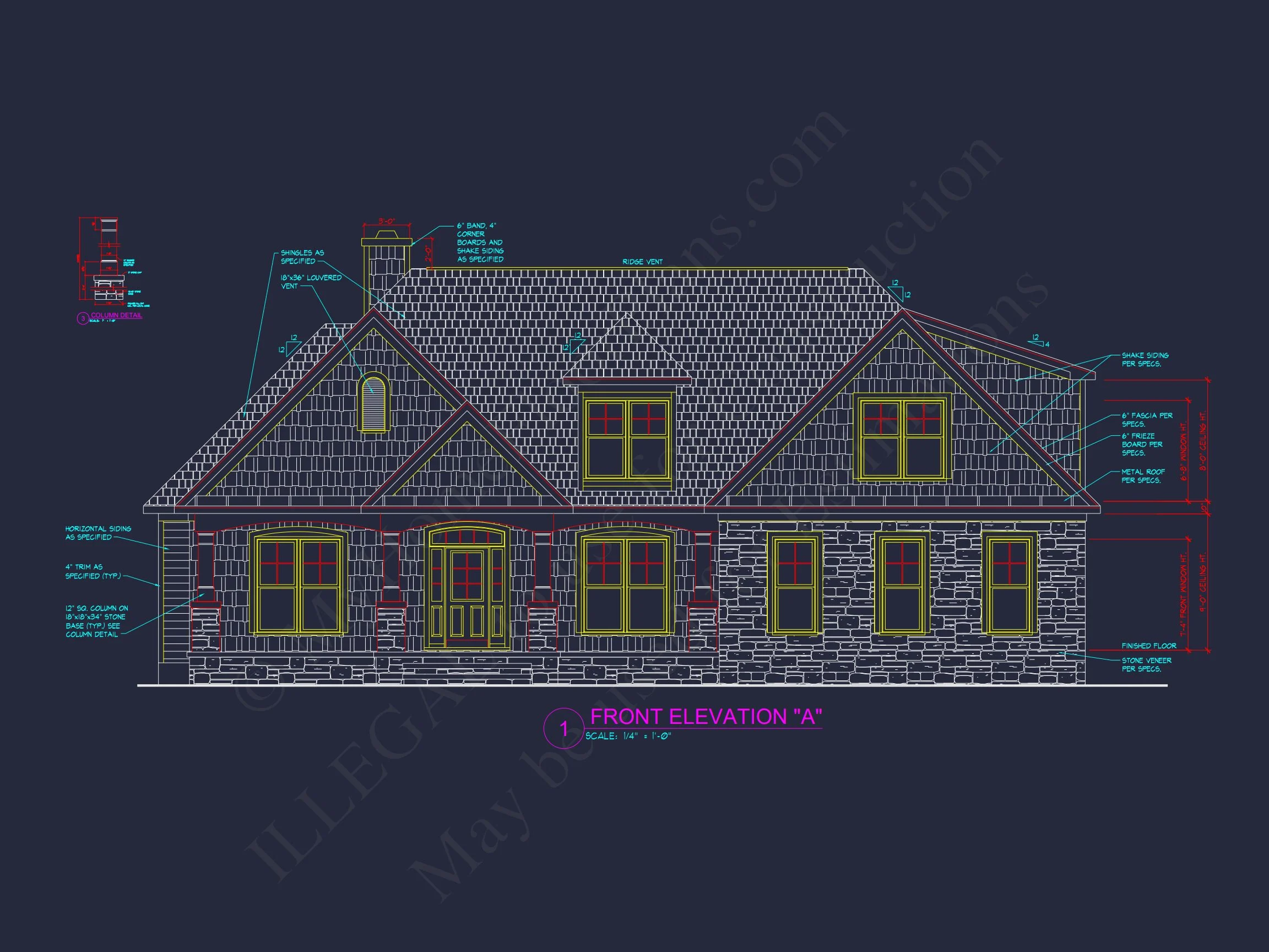Craftsman house Floor Plan with 4 Bedrooms and 2-Car Garage