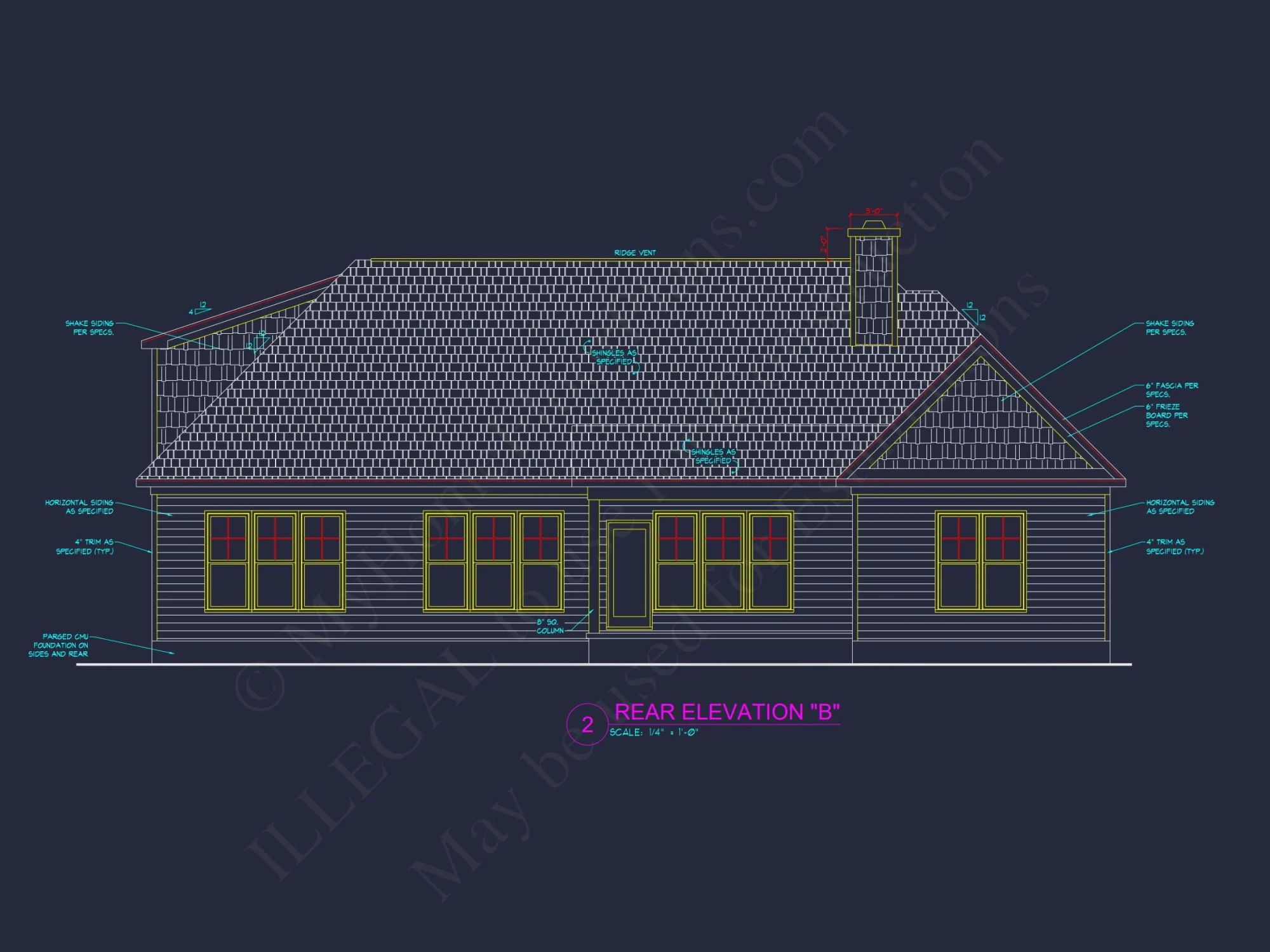 Craftsman house Floor Plan with 4 Bedrooms and 2-Car Garage