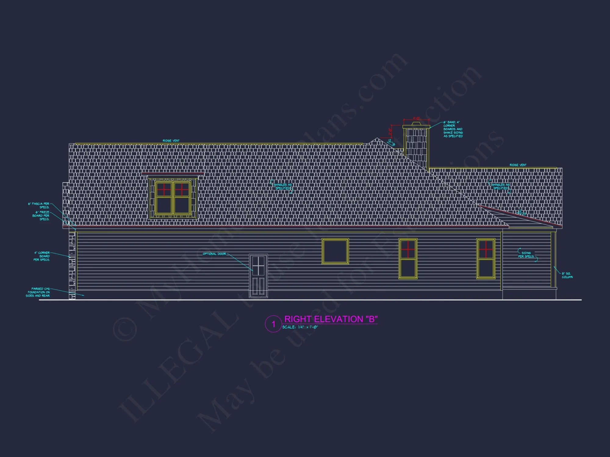 Craftsman house Floor Plan with 4 Bedrooms and 2-Car Garage