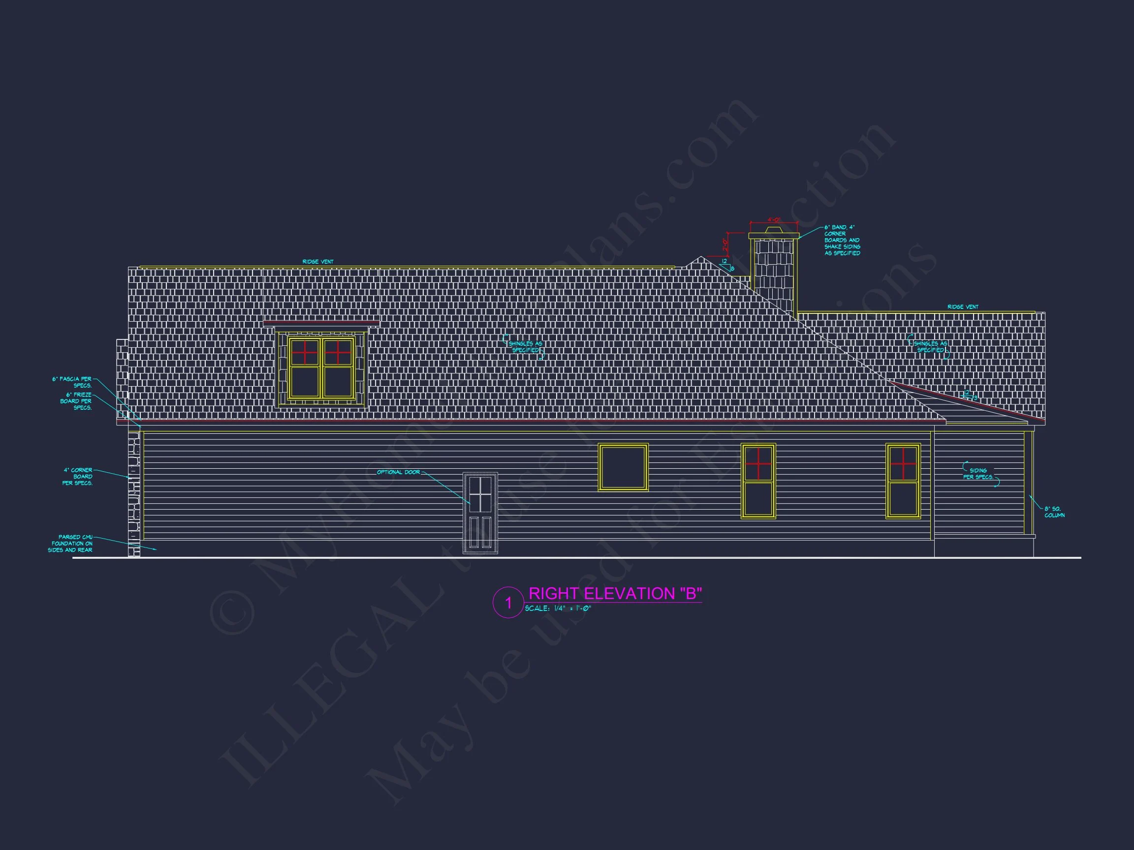 Craftsman house Floor Plan with 4 Bedrooms and 2-Car Garage