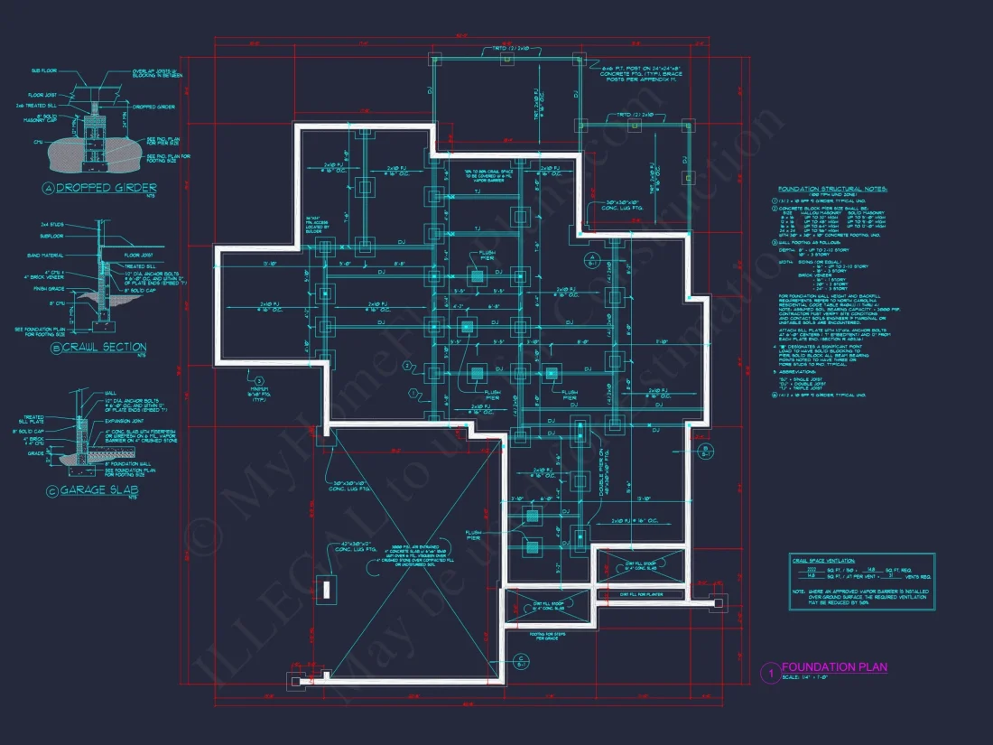 Craftsman house Plan with 2 Stories and 3-Car Garage