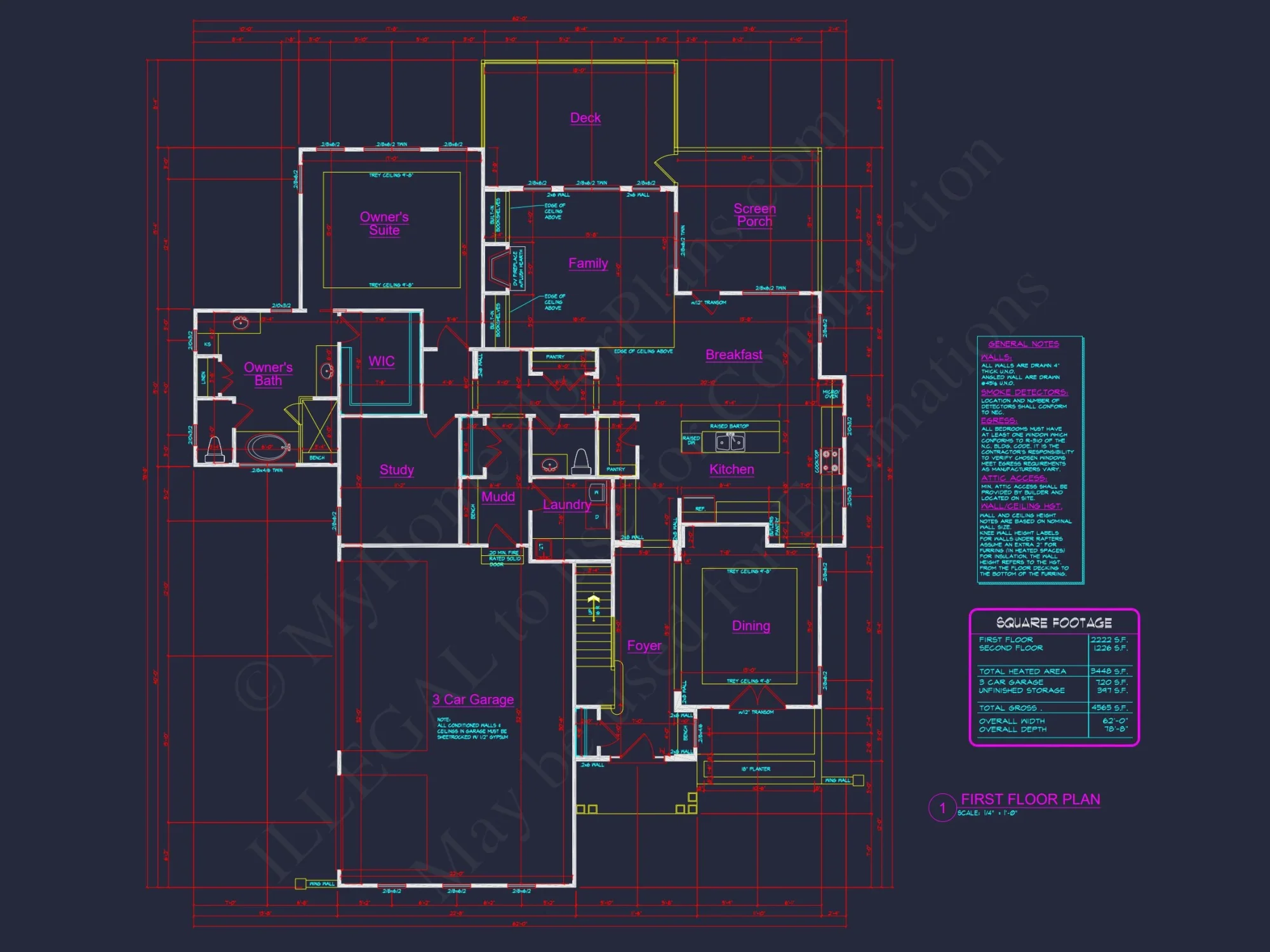 Craftsman house Plan with 2 Stories and 3-Car Garage