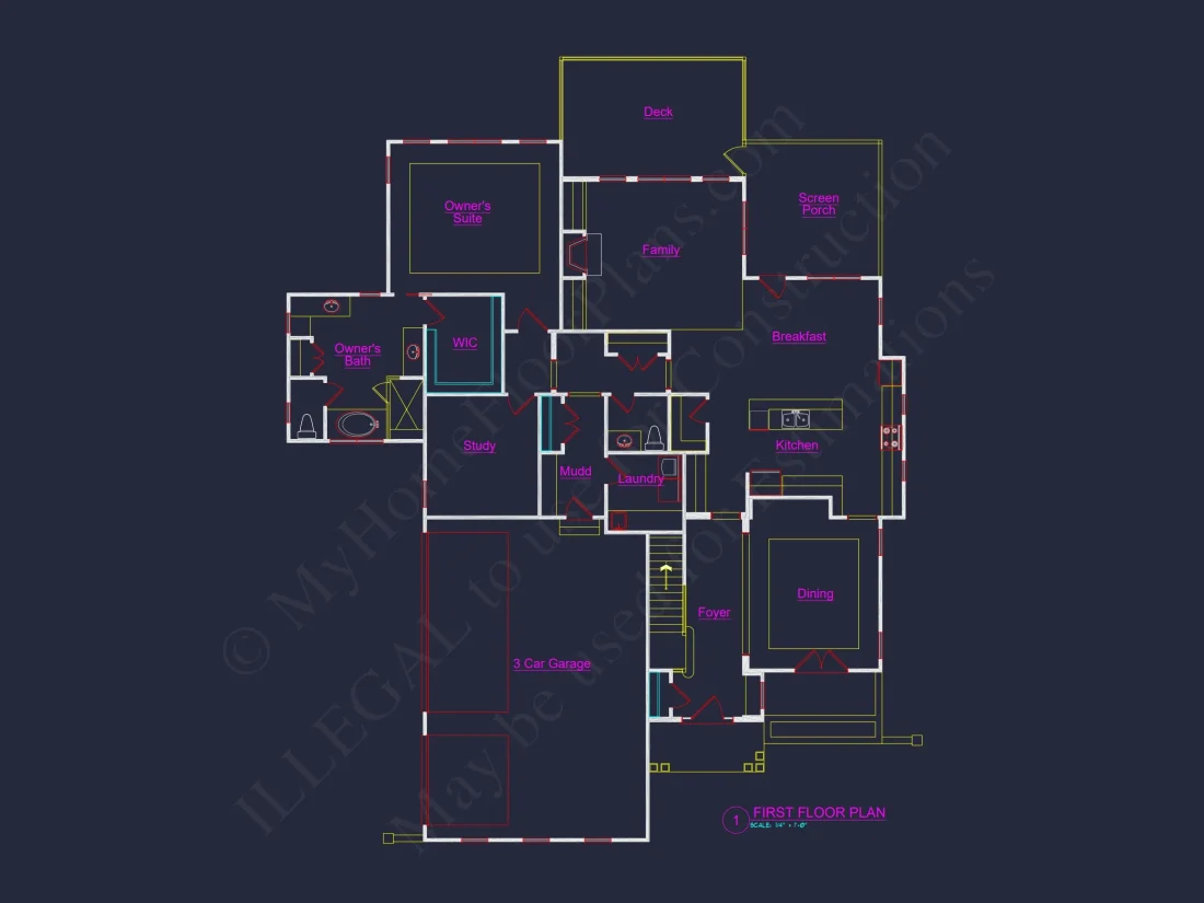 Craftsman house Plan with 2 Stories and 3-Car Garage