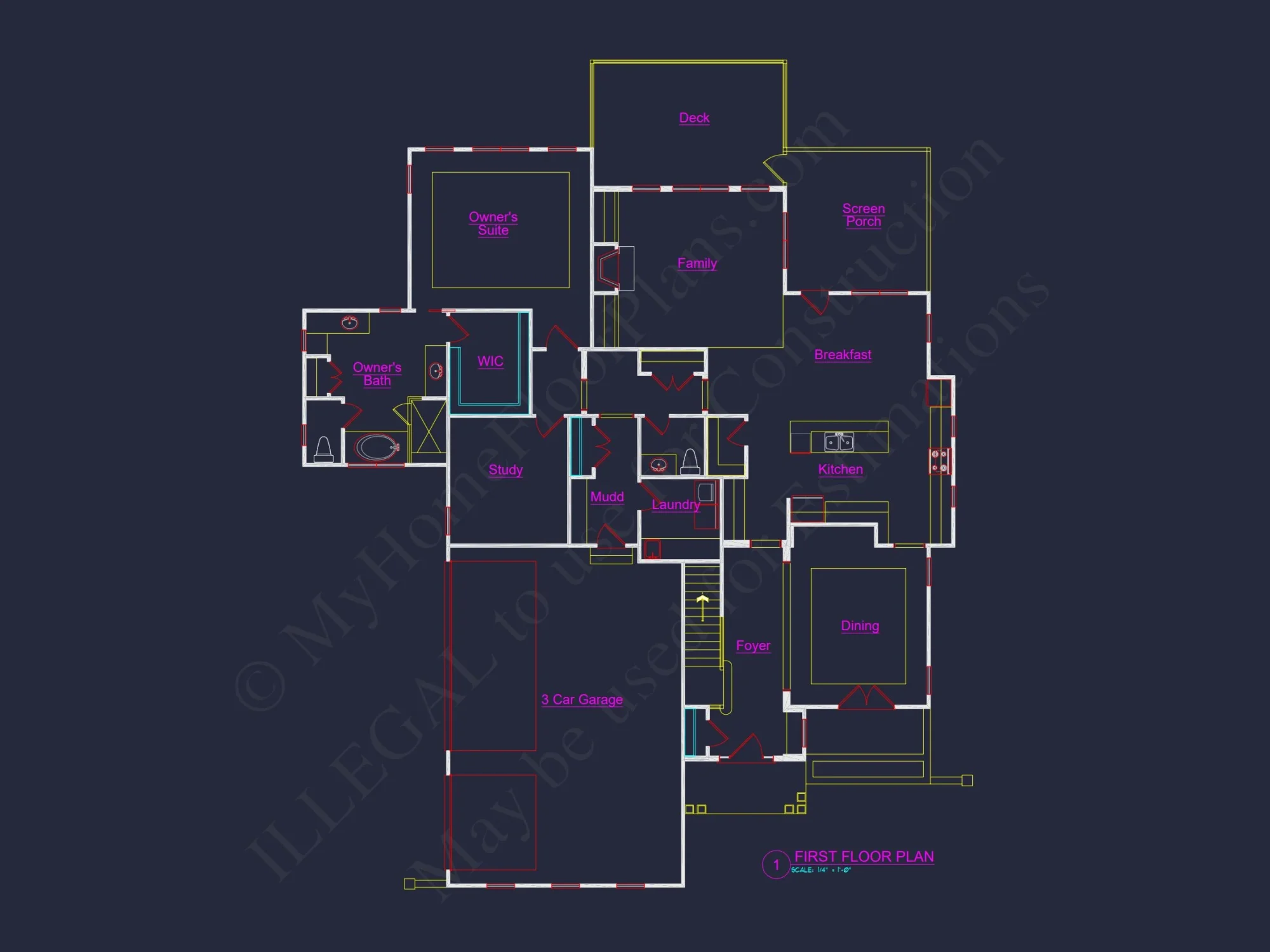 Craftsman house Plan with 2 Stories and 3-Car Garage