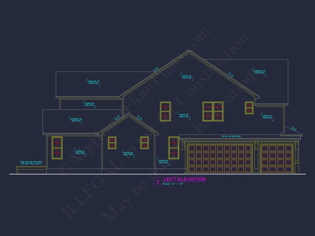 Craftsman house Plan with 2 Stories and 3-Car Garage