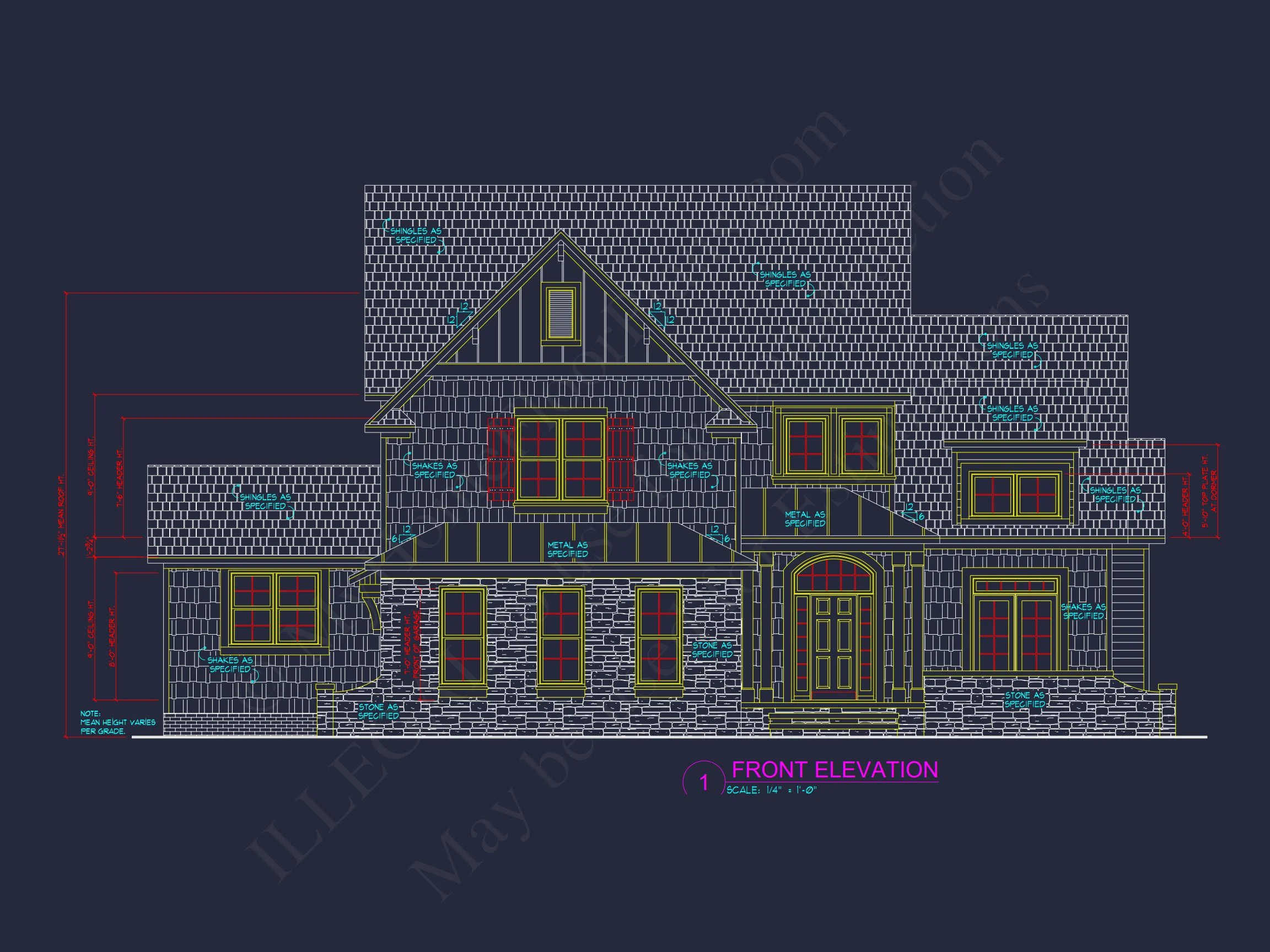 Craftsman house Plan with 2 Stories and 3-Car Garage
