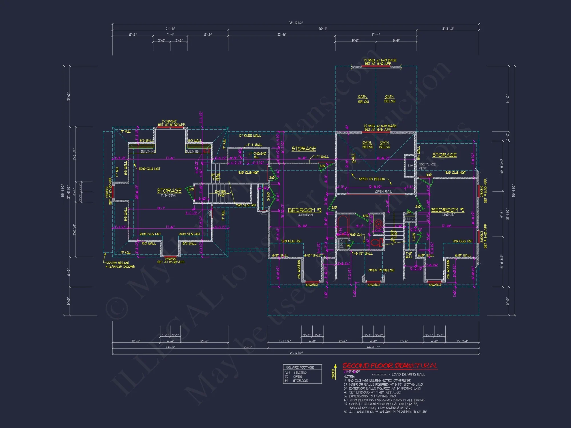 78'-Wide Cape Cod Floor Plan with Great Room and 2 Garage Bays
