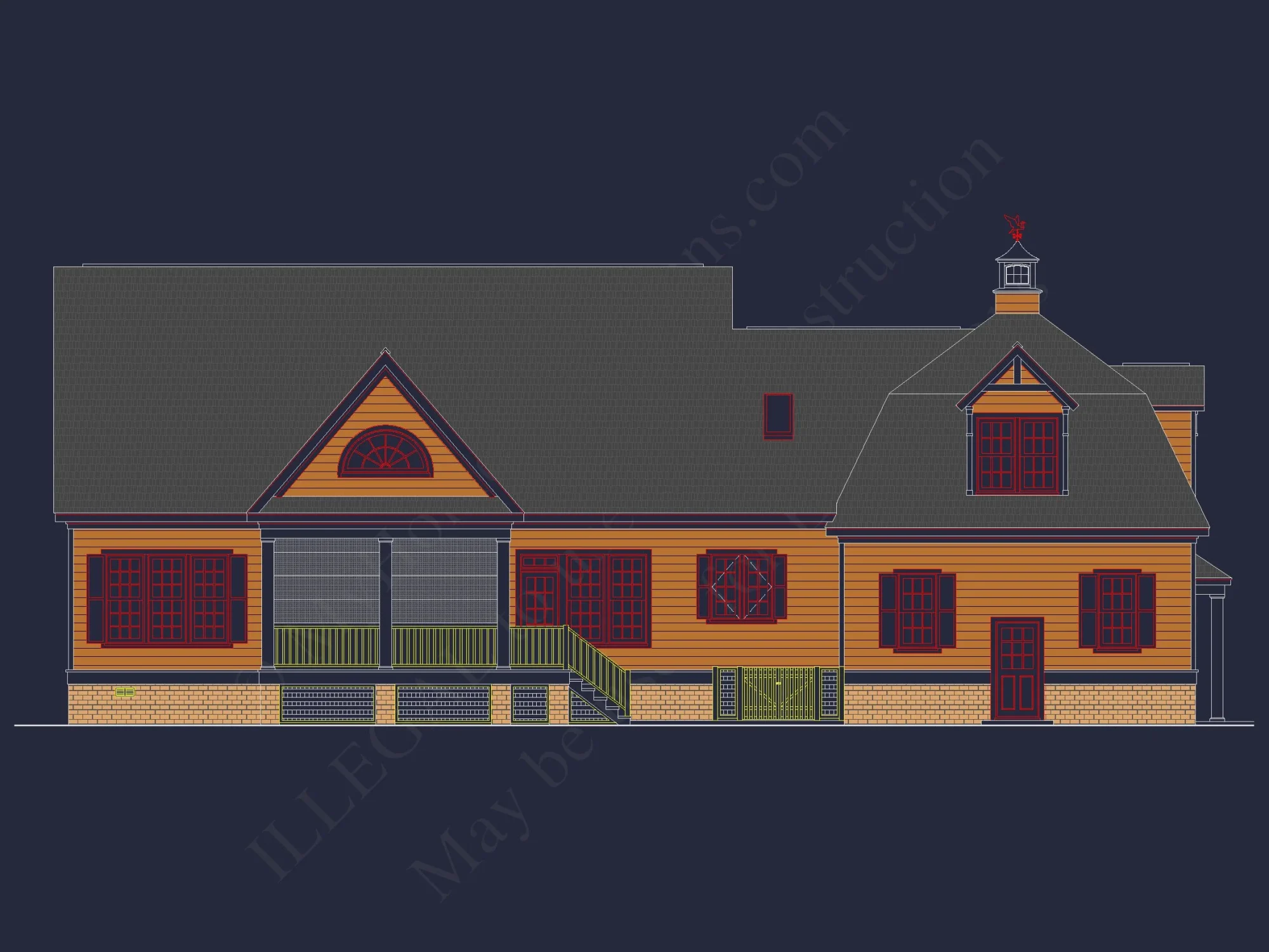 78'-Wide Cape Cod Floor Plan with Great Room and 2 Garage Bays