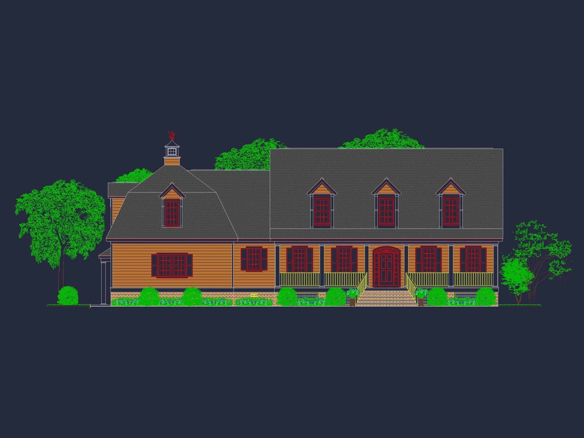 78'-Wide Cape Cod Floor Plan with Great Room and 2 Garage Bays